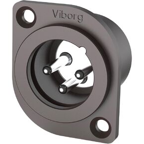 Viborg XLR Socket Chassis, Gold Plated Pure Copper XLR Socket Panel Mount XLR Plug Jack, PTFE Insulation XLR Receptacle for Mixer Amp Mic Speaker