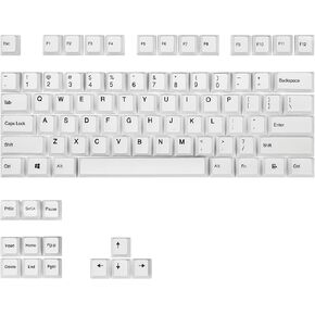 Happy Balls White Keycaps 87 Keys PBT Dye Sub Keyset Cherry Profile Key Caps for 61/87 TKL MX Switches Mechanical Keyboards(White 87 Keyset)