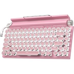 Typewriter Mechanical Keyboard, 83 Keys Blue Switch Bluetooth 5.0 Gaming Keyboard, Retro Style Mechanical Keyboard