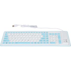 Heayzoki 103 Keys Foldable Silicone Keyboard USB Wired Rollup Keyboard Roll Up Soft Rubber Silicone Keyboard for PC Notebook Laptop Desktop Computer(Blue)