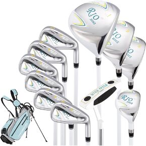 PGM Women's Golf Club Set - 11-Piece Set with 4 Woods(#1,3,5,4H), 6 Irons(#6,7,8,9,PW,SW), 1 Putter,Golf Stand Bag