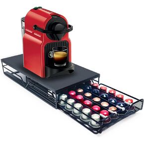 Adjustable Coffee Pod Storage Drawer for Nespresso OriginalLine/Starbucks by Nespresso, Coffee Capsule Holder Organizer Stand 20-50 Pods Capacity, 15.7"L x 7.9"W x 2.8"H, Black (NOT for K-Cups)