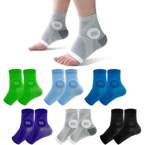6Pairs Neuropathy Socks for Women and Men, Toeless Compression Socks, Soothe Relief Compression Socks, Compression Socks for Plantar Fasciitis, Achilles Tendonitis Relief, Arch Support (Large)