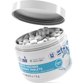 Espresso Cleaning Tablets. 100 x 0.035 oz Coffee Cleaner Tablets. Machine Cleaning Tablets used every 100 cups. Automatic, Superautomatic & Bean to Cup Machine Cleaning Tablets. Use with Descaling