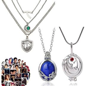 13 Set Replace Hope Mikaelson Inspired Necklace Vampire Jewelry The Vampire Daywalking Necklaces Rings Earrings and 10 Stickers Movie Jewelry Cosplay for Fans