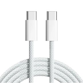 USB-C to USB-C Fast Charger Data Cable for MacBook, iPad Pro Series, iPhone Series, Pixel, Chrome, Laptops., White