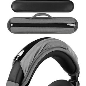 Geekria Medium Hook and Loop Headband Cover + Headband Pad Set/Headband Protector with Zipper/DIY Installation No Tool Needed, Compatible with ATH Bose Beats JBL Hyperx Sony Headphones (Grey)