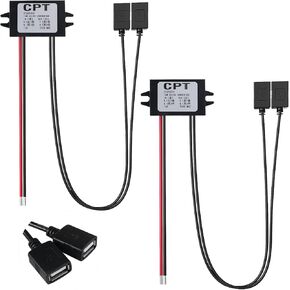 2PCS DC Converter 12V to 5V Buck Converter Module,Direct Current Converter Step Down Converters 3A 15W,DC Voltage Reducer Car Power Converter Adapter with Dual USB Output Power Adapter