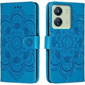 for Poco C65 / Xiaomi Redmi 13C 4G Case Wallet with Card Holder Kickstand Magnetic Soft Leather Flip Fold Case for Redmi 13C 4G Cover (Blue)