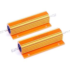 LM YN 100 Watt 50 Ohm 5% Wirewound Resistor Electronic Aluminium Shell Resistors Gold (Pack of 2)