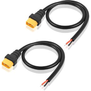 GINTOOYUN 2 PCS XT60 Power Pigtails Cable 18AWG DC 24V XT60 Male Plug to Open Bare Power Cord for Balancing Cars,Drones,Toy Cars,Lithium Batteries,etc(1.64FT)