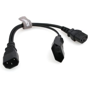 SZRMCC C14 to Dual C5 Power Cord IEC C14 Male to 2XC5 Female Short Y Splitter Power Adapter Plug Cable for Monitor 10A 250V 30cm (C14-2XC5)