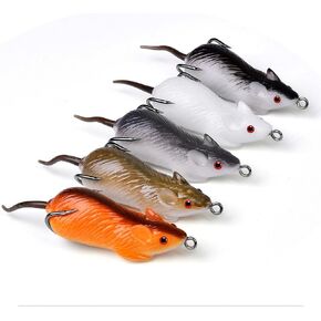 5pcs Lifelike Rat Bass Fishing Lures Tackle Bait Mice Mouse Bait Rubber Crankbait 2.55" 0.4oz