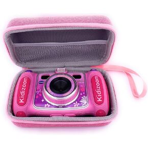 xcivi Hard Carrying EVA Case for VTech Kidizoom Camera for Kids - Compatible with VTech KidiZoom Duo Selfie Cam, Camera Case Compatible with Deluxe/Twist/Pix/Pix Plus Selfie Camera (Pink)