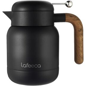 Aura Thermal Coffee Carafe Tea Pot for Keeping Hot & Iced Cold - Vacuum Insulated - Thermos Water Pitcher - Beverage Dispenser - Cool Touch Handle & Lid - BPA Free - 1.5 Liter - Black
