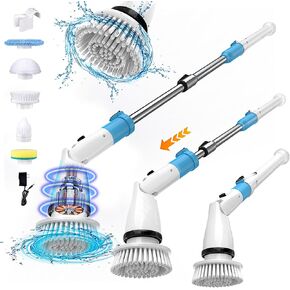 EB5 Electric Spin Scrubber, Cordless Cleaning Brush with 5 Replaceable Heads, Powerful Shower Scrubber for Bathroom Tile Floor Kitchen