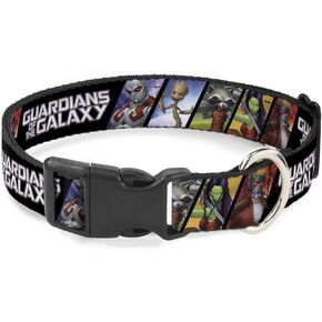 Buckle-Down Dog Collar Plastic Clip Guardians of The Galaxy 5 Character Pose Blocks 15 to 26 Inches 1.0 Inch Wide
