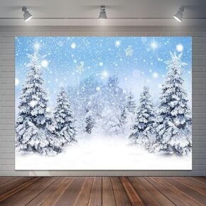 8x6ft الشتاء يتساقط خلفية الأزرق بريق ثلجي عيد الميلاد أشجار الصنوبر التصوير خلفية الشتاء العجائب غابة الخلفيات للعائلة عطلة حزب ديكور التقطت الصور in Kuwait