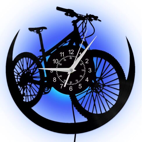 Bicycle Vinyl Record Wall Clock, Creative 12 inches Mountain Bike Decorations Gifts for Men Women Handmade Mountain Bike Home Decorations Cyclist Racers Gift in Saudi Arabia