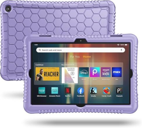 Fintie Silicone Case for 8" Amazon Kindle Fire HD 8 & Fire HD 8 Plus Tablet (12th Generation, 2024/2022 Release) - [Honey Comb Series] Light Weight Shock Proof Back Cover, Black in Saudi Arabia