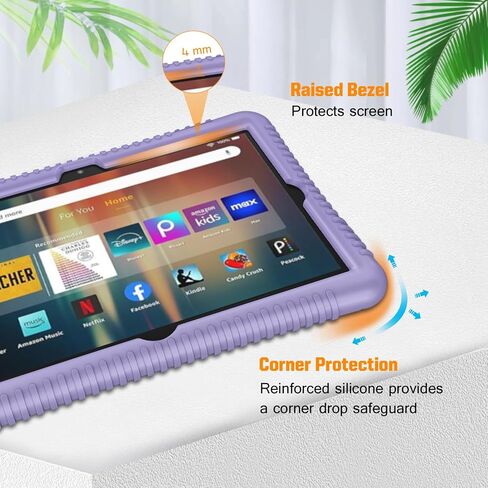 Fintie Silicone Case for 8" Amazon Kindle Fire HD 8 & Fire HD 8 Plus Tablet (12th Generation, 2024/2022 Release) - [Honey Comb Series] Light Weight Shock Proof Back Cover, Black in Saudi Arabia