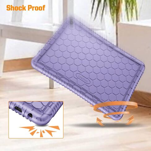 Fintie Silicone Case for 8" Amazon Kindle Fire HD 8 & Fire HD 8 Plus Tablet (12th Generation, 2024/2022 Release) - [Honey Comb Series] Light Weight Shock Proof Back Cover, Black in Saudi Arabia