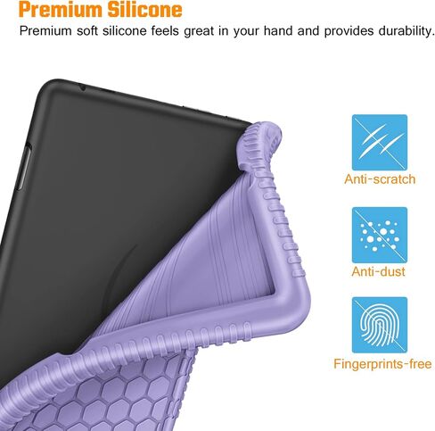 Fintie Silicone Case for 8" Amazon Kindle Fire HD 8 & Fire HD 8 Plus Tablet (12th Generation, 2024/2022 Release) - [Honey Comb Series] Light Weight Shock Proof Back Cover, Black in Saudi Arabia