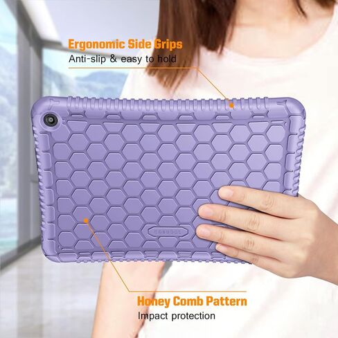 Fintie Silicone Case for 8" Amazon Kindle Fire HD 8 & Fire HD 8 Plus Tablet (12th Generation, 2024/2022 Release) - [Honey Comb Series] Light Weight Shock Proof Back Cover, Black in Saudi Arabia