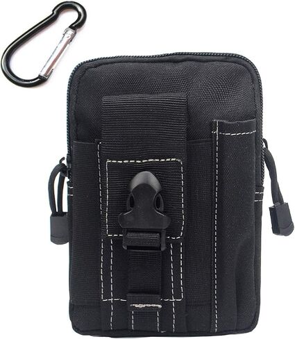 Universal Outdoor Tactical Camping Waist Bag Molle Belt Waist Pouch Security Purse Phone Carrying Case Saddlebag for Phones, Flashlight, Lighter (Black&White Thread) in Saudi Arabia