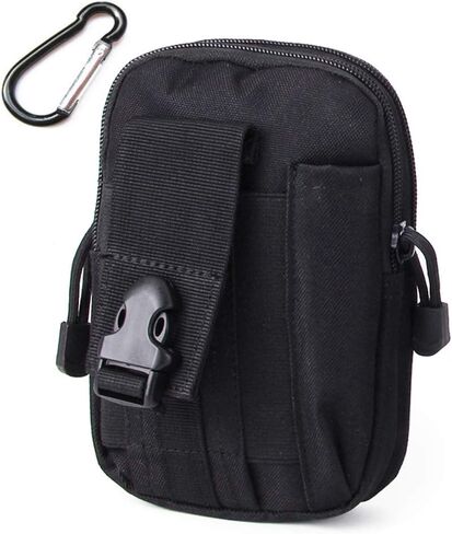 Universal Outdoor Tactical Camping Waist Bag Molle Belt Waist Pouch Security Purse Phone Carrying Case Saddlebag for Phones, Flashlight, Lighter (Black&White Thread) in Saudi Arabia