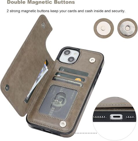 Vaburs Compatible with iPhone 14 Plus Case Wallet with Card Holder,Embossed Butterfly Pattern PU Leather Double Buttons Flip Protective Shockproof Cover for Magnetic Car Mount 6.7 Inch (Rose Gold) in Kuwait