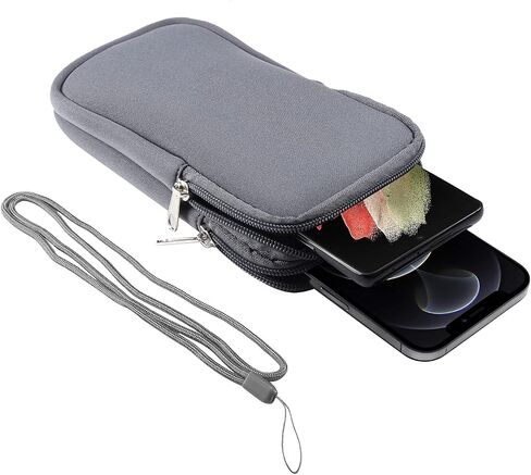 Cell Phone Belt Clip Bag Men Blue, Nylon Mobile Phone Waist Holster, 6.9" Waterproof Elasticity Smartphone Waist Belt Pouch phone Belt Loop Holder with Necklace Carrying Case Fanny Pack with Carabine in Kuwait