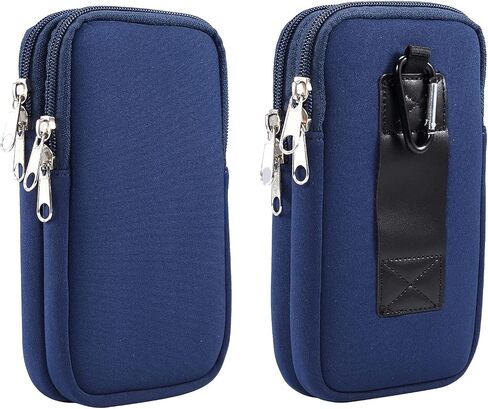 Cell Phone Belt Clip Bag Men Blue, Nylon Mobile Phone Waist Holster, 6.9" Waterproof Elasticity Smartphone Waist Belt Pouch phone Belt Loop Holder with Necklace Carrying Case Fanny Pack with Carabine in Kuwait