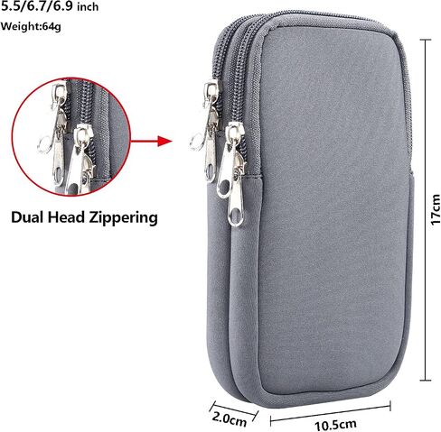 Cell Phone Belt Clip Bag Men Blue, Nylon Mobile Phone Waist Holster, 6.9" Waterproof Elasticity Smartphone Waist Belt Pouch phone Belt Loop Holder with Necklace Carrying Case Fanny Pack with Carabine in Kuwait