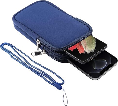 Cell Phone Belt Clip Bag Men Blue, Nylon Mobile Phone Waist Holster, 6.9" Waterproof Elasticity Smartphone Waist Belt Pouch phone Belt Loop Holder with Necklace Carrying Case Fanny Pack with Carabine in Kuwait