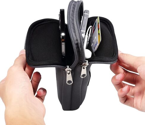 Cell Phone Belt Clip Bag Men Blue, Nylon Mobile Phone Waist Holster, 6.9" Waterproof Elasticity Smartphone Waist Belt Pouch phone Belt Loop Holder with Necklace Carrying Case Fanny Pack with Carabine in Kuwait