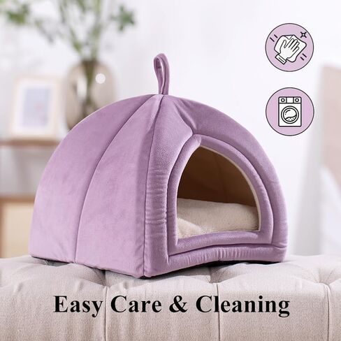 سرير الحيوانات الأليفة الصغير المريح من KASENTEX - وسادة قطيفة فائقة النعومة للقطط والحيوانات الصغيرة، وسادة نوم قابلة للغسل، مثالية للحيوانات الأليفة الداخلية، 11 بوصة، رمادي داكن in Kuwait