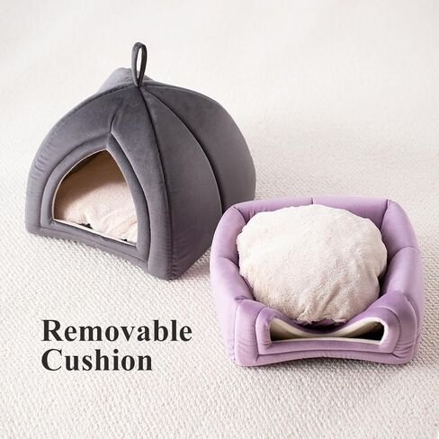 سرير الحيوانات الأليفة الصغير المريح من KASENTEX - وسادة قطيفة فائقة النعومة للقطط والحيوانات الصغيرة، وسادة نوم قابلة للغسل، مثالية للحيوانات الأليفة الداخلية، 11 بوصة، رمادي داكن in Kuwait