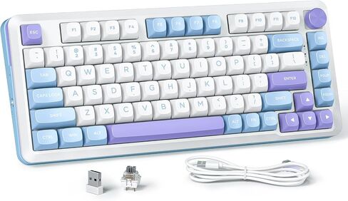 لوحة مفاتيح ميكانيكية Redragon 75％، لوحة مفاتيح ألعاب RGB لاسلكية مثبتة على حشية مع مقبض مستوى الصوت، ملف تعريف MDA، مفاتيح خطية مسبقة التشحيم، 81 مفتاحًا لوحة مفاتيح ثلاثية الأوضاع قابلة للتبديل السريع لأجهزة الكمبيوتر/الكمبيوتر اللوحي/Xbox/Ps4/5 in Kuwait
