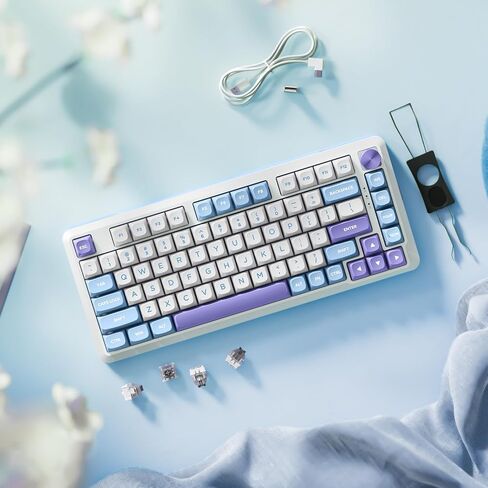 لوحة مفاتيح ميكانيكية Redragon 75％، لوحة مفاتيح ألعاب RGB لاسلكية مثبتة على حشية مع مقبض مستوى الصوت، ملف تعريف MDA، مفاتيح خطية مسبقة التشحيم، 81 مفتاحًا لوحة مفاتيح ثلاثية الأوضاع قابلة للتبديل السريع لأجهزة الكمبيوتر/الكمبيوتر اللوحي/Xbox/Ps4/5 in Kuwait