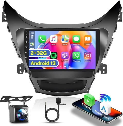 2+32G Android 13 Car Stereo CarPlay Radio for Hyundai Elantra 2011-2013, 9'' HD Touch Screen with Android Auto, AHD Backup Camera, Mirror Link, GPS, WiFi, DSP in Saudi Arabia