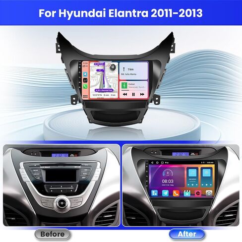 2+32G Android 13 Car Stereo CarPlay Radio for Hyundai Elantra 2011-2013, 9'' HD Touch Screen with Android Auto, AHD Backup Camera, Mirror Link, GPS, WiFi, DSP in Saudi Arabia