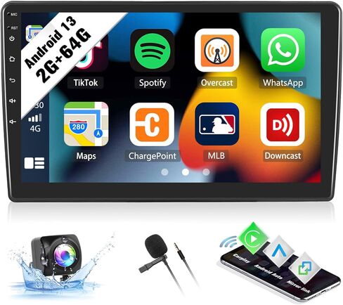 SIXWIN Android 13 ستيريو سيارة لسيارة Jeep Wrangler/Dodge/Chrysler 10 بوصة تعمل باللمس مع CarPlay اللاسلكي Android Auto Mirror Link Bluetooth FM GPS Navigation HiFi WiFi SWC كاميرا احتياطية MIC in Kuwait