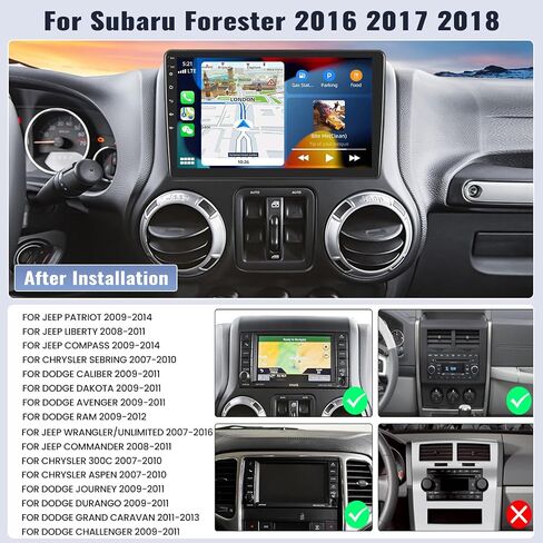 SIXWIN Android 13 ستيريو سيارة لسيارة Jeep Wrangler/Dodge/Chrysler 10 بوصة تعمل باللمس مع CarPlay اللاسلكي Android Auto Mirror Link Bluetooth FM GPS Navigation HiFi WiFi SWC كاميرا احتياطية MIC in Kuwait