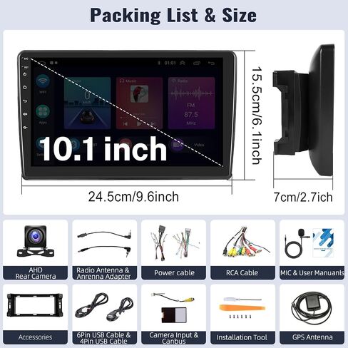 SIXWIN Android 13 ستيريو سيارة لسيارة Jeep Wrangler/Dodge/Chrysler 10 بوصة تعمل باللمس مع CarPlay اللاسلكي Android Auto Mirror Link Bluetooth FM GPS Navigation HiFi WiFi SWC كاميرا احتياطية MIC in Kuwait