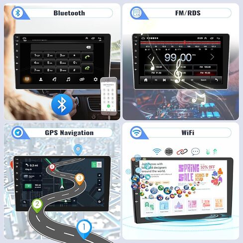 SIXWIN Android 13 ستيريو سيارة لسيارة Jeep Wrangler/Dodge/Chrysler 10 بوصة تعمل باللمس مع CarPlay اللاسلكي Android Auto Mirror Link Bluetooth FM GPS Navigation HiFi WiFi SWC كاميرا احتياطية MIC in Kuwait