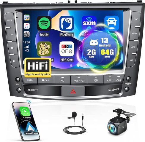 [2+64G] ستيريو سيارة AMprime Android 13 لسيارة Lexus IS250 IS300 IS350 2006-2012 مع Carplay اللاسلكي وAndroid Auto، راديو سيارة بشاشة تعمل باللمس 9 بوصة مع بلوتوث FM/RDS HiFi WiFi GPS مزدوج USB + كاميرا احتياطية in Saudi Arabia