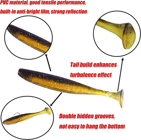 Fishing Soft Plastic Lures, Paddle Tail Swim Baits for Bass Fishing,Paddle Tail Swimbaits for for Bass Trout Walleye Lures, 30/50pcs Soft Plastic Baits with Box in Saudi Arabia