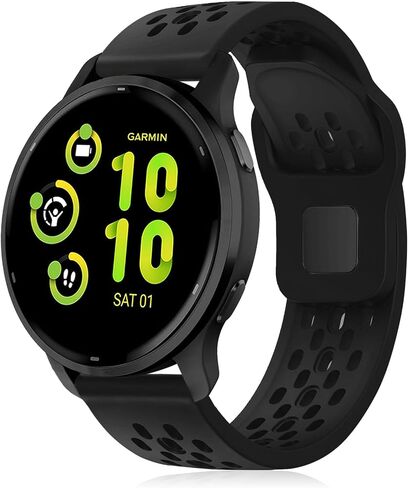 Breathable Bands Compatible with Garmin Venu / Venu Sq / Venu 2 Plus, Garmin Vivoactive 5 / Vivoactive 3 Watch Bands Women Men, 20mm Silicone Watch Strap Soft Sport Replacement Wristband for Garmin Vivoactive 3 Music / Forerunner 245 / 645 Smart Watch in Saudi Arabia