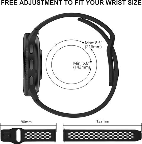 Breathable Bands Compatible with Garmin Venu / Venu Sq / Venu 2 Plus, Garmin Vivoactive 5 / Vivoactive 3 Watch Bands Women Men, 20mm Silicone Watch Strap Soft Sport Replacement Wristband for Garmin Vivoactive 3 Music / Forerunner 245 / 645 Smart Watch in Saudi Arabia